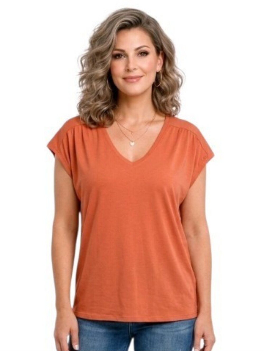 Toad & Co. Anza Salmon V-Neck Cap Sleeve Top Size L